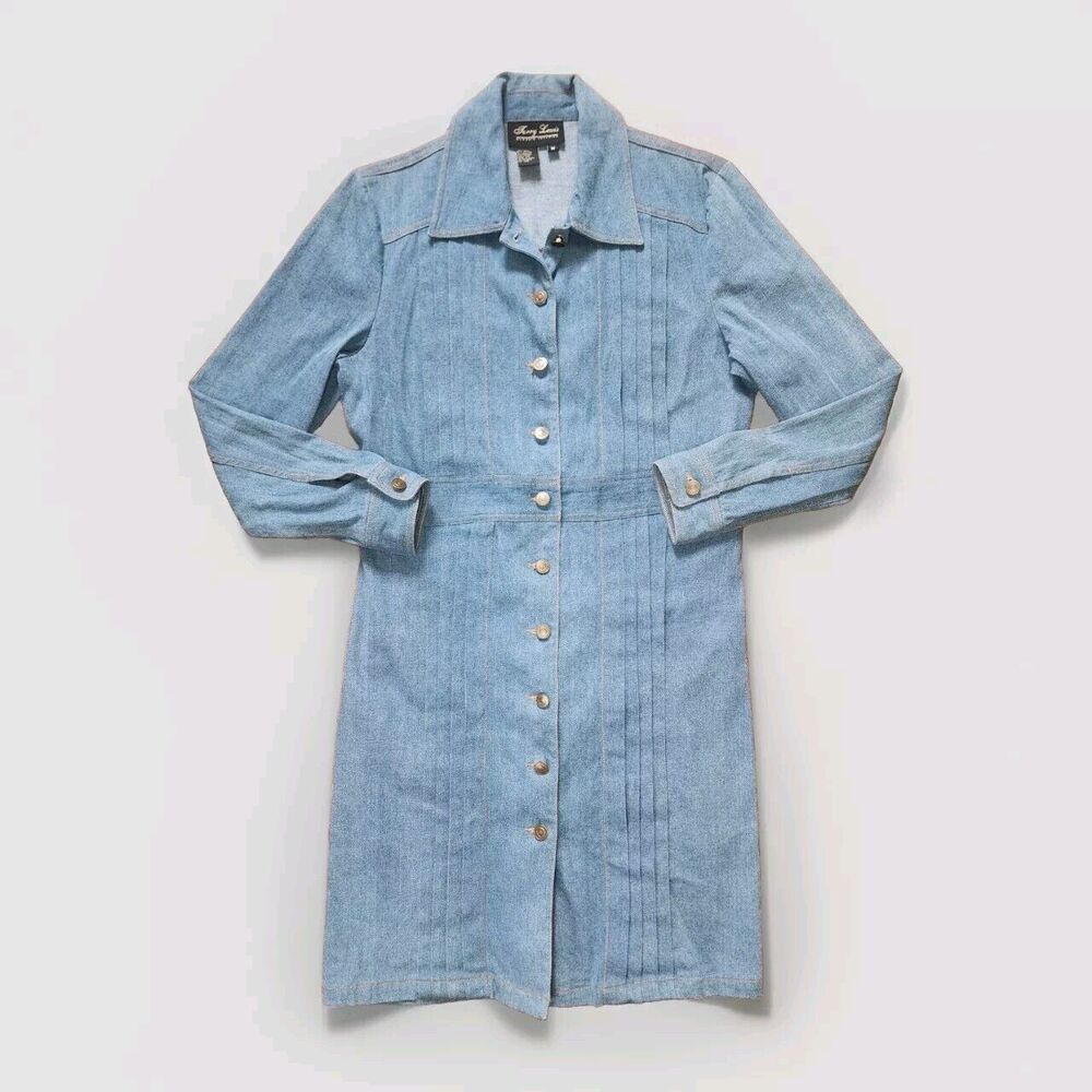 Terry Lewis Classic Luxuries Vintage Button Up Denim Dress Size Medium